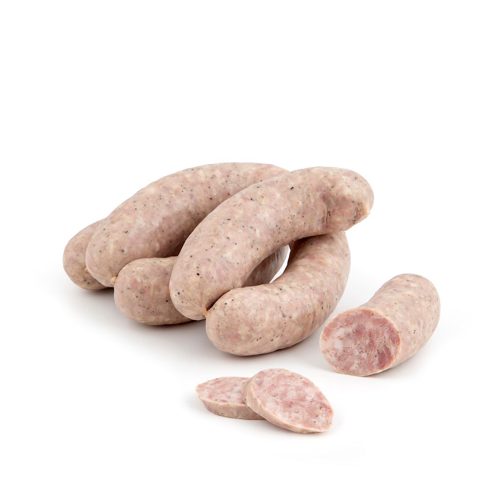 KIEŁBASA BIAŁA BIO (około 0,30 kg) – FARMY ROZTOCZA (NA ZAMÓWIENIE)