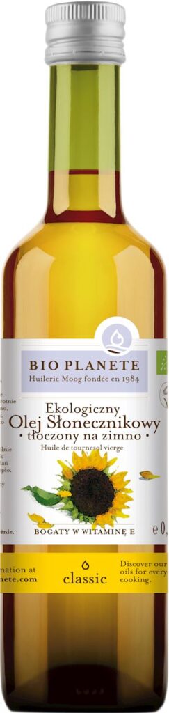 OLEJ SŁONECZNIKOWY TŁOCZONY NA ZIMNO BIO 500 ml – BIO PLANETE