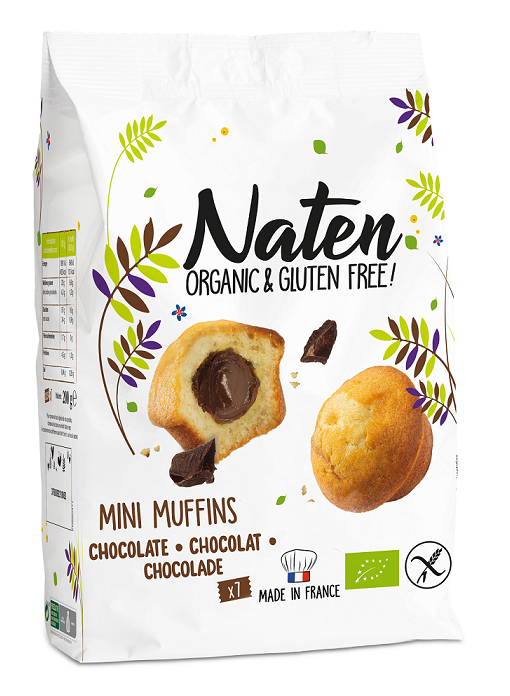 MUFFINKI MINI Z NADZIENIEM ORZECHOWO – KAKAOWYM BEZGLUTENOWE BIO 200 g – NATEN