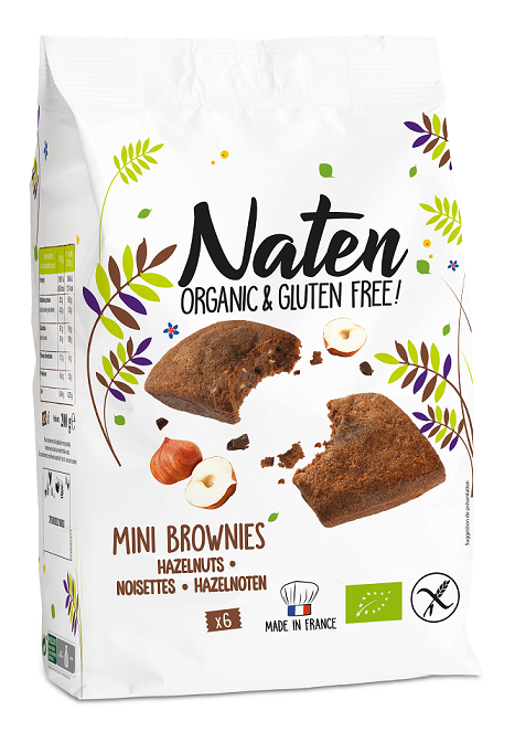 CIASTKA BROWNIES Z CZEKOLADĄ I ORZECHAMI LASKOWYMI BEZGLUTENOWE BIO 170 g – NATEN