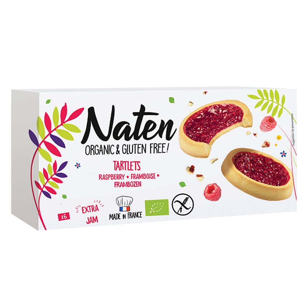 CIASTKA TARTALETKI Z DŻEMEM MALINOWYM BEZGLUTENOWE BIO 130 g – NATEN