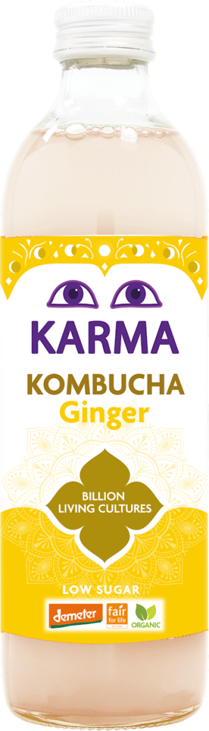 KOMBUCHA Z IMBIREM NISKA ZAWARTOŚĆ CUKRÓW FAIR FOR LIFE DEMETER BIO 500 ml - KARMA KOMBUCHA