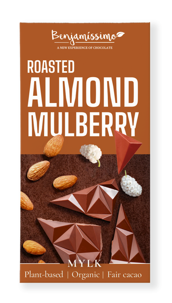CZEKOLADA MIGDAŁY – MORWA BEZGLUTENOWA BIO 60 g – BENJAMISSIMO