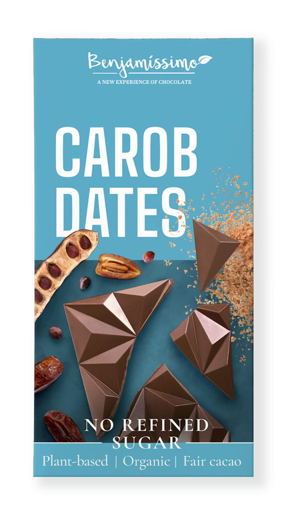 TABLICZKA KAKAOWA KAROB – DAKTYLE BEZGLUTENOWA BIO 60 g – BENJAMISSIMO