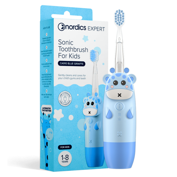 SZCZOTECZKA SONICZNA CA910 DLA DZIECI NIEBIESKA ŻYRAFA – NORDICS EXPERT