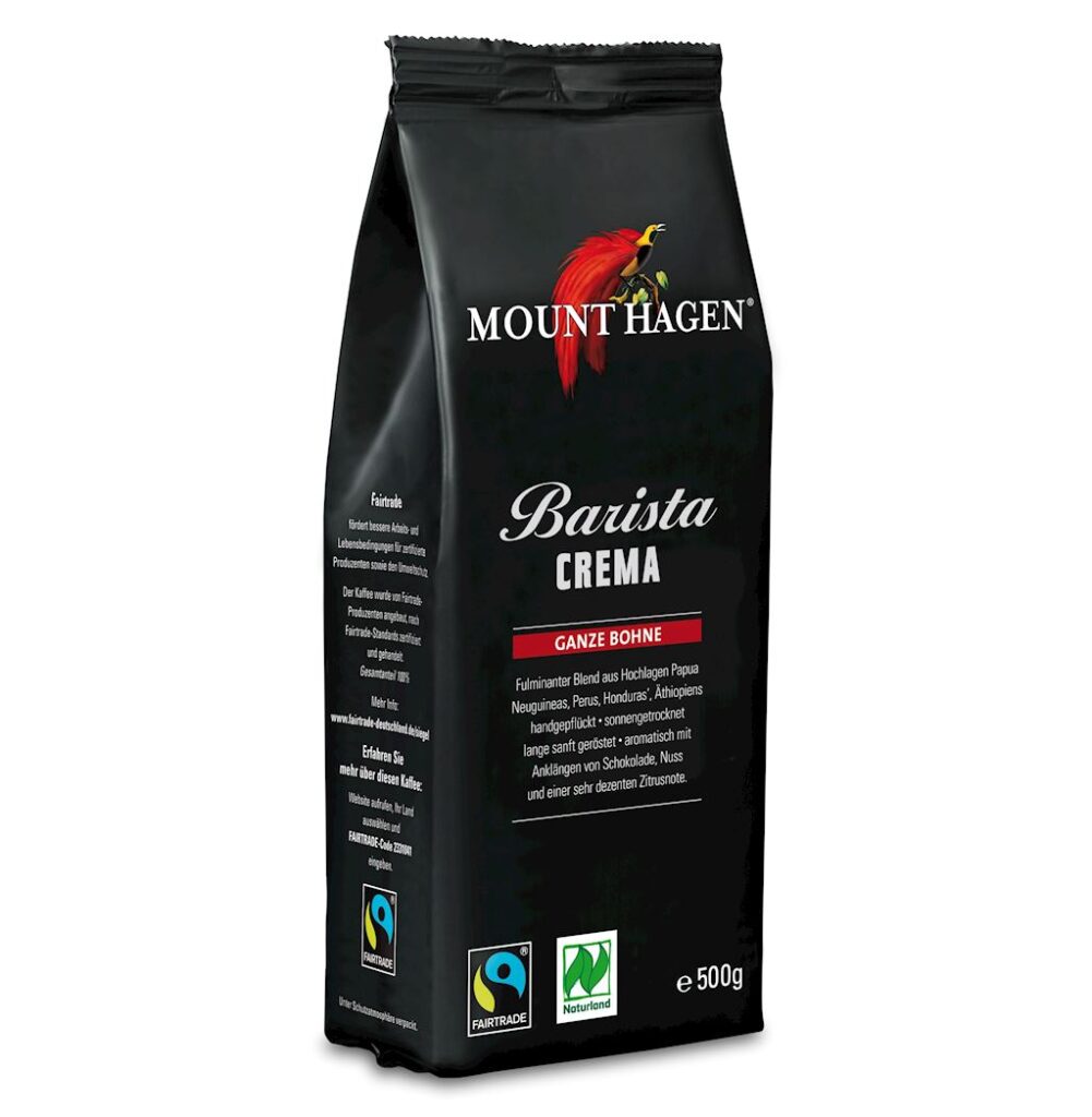 KAWA ZIARNISTA ARABICA 100 % BARISTA CREMA FAIR TRADE BIO 500 g – MOUNT HAGEN