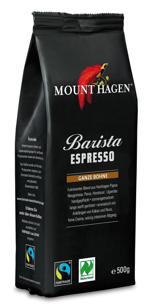 KAWA ZIARNISTA ARABICA/ROBUSTA BARISTA ESPRESSO FAIR TRADE BIO 500 g – MOUNT HAGEN