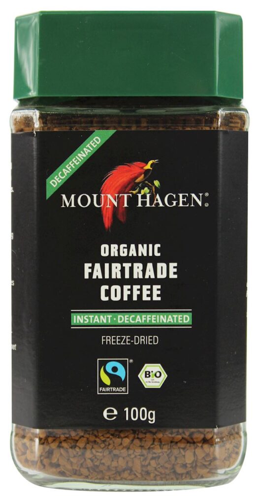 KAWA ROZPUSZCZALNA BEZKOFEINOWA ARABICA/ROBUSTA FAIR TRADE BIO 100 g – MOUNT HAGEN