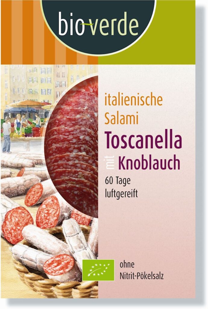 SALAMI TOSCANELLA Z CZOSNKIEM PLASTRY BIO 80 g – BIO VERDE