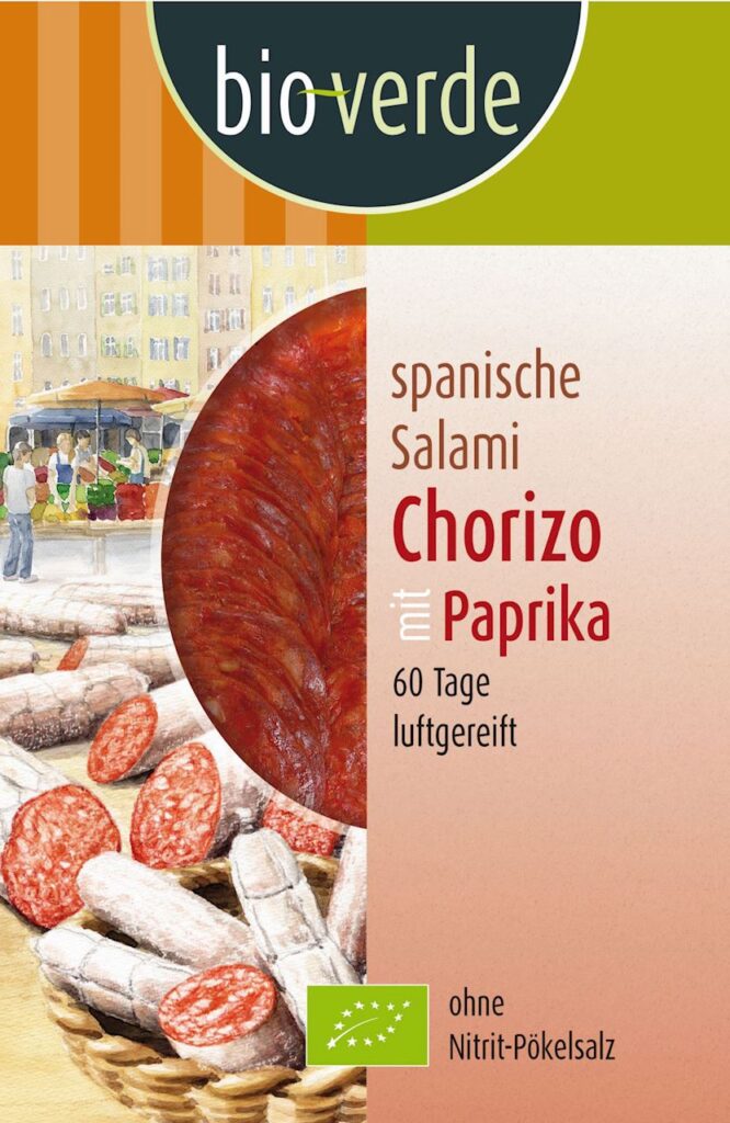 SALAMI CHORIZO Z PAPRYKĄ PLASTRY BIO 80 g – BIO VERDE
