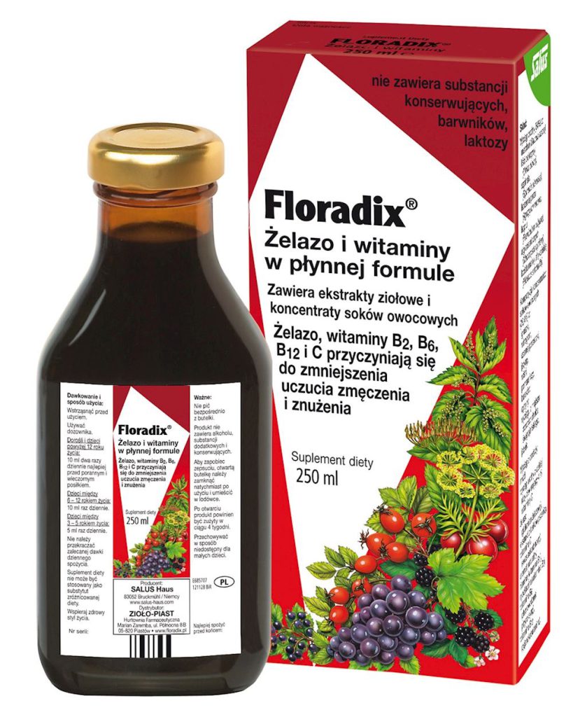 ŻELAZO + WITAMINY W PŁYNIE 250 ml – SALUS (FLORADIX)