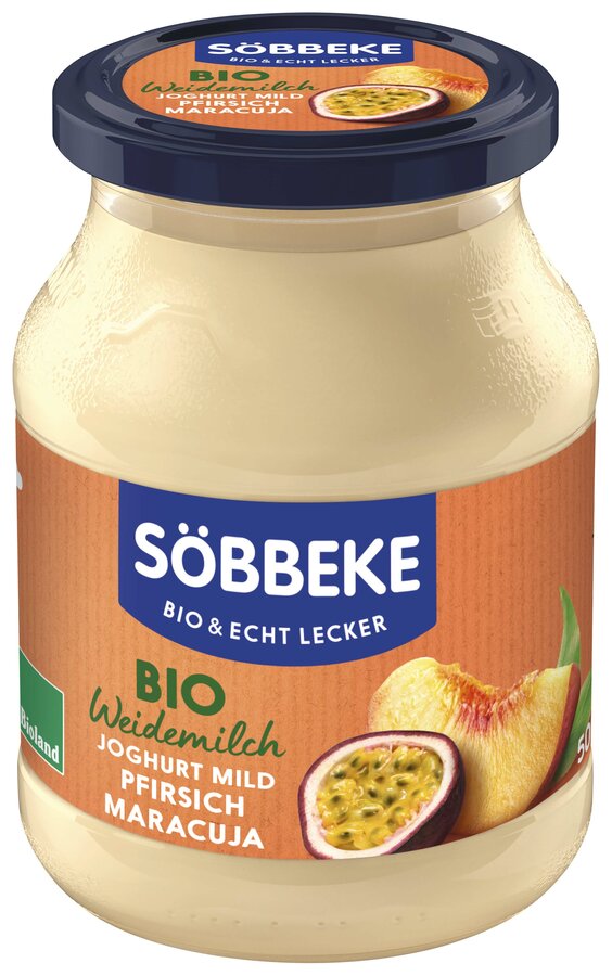 JOGURT KREMOWY BRZOSKWINIA – MARAKUJA BIO 500 g (SŁOIK) – SOBBEKE