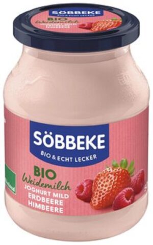 JOGURT KREMOWY TRUSKAWKA - MALINA BIO 500 g (SŁOIK) - SOBBEKE