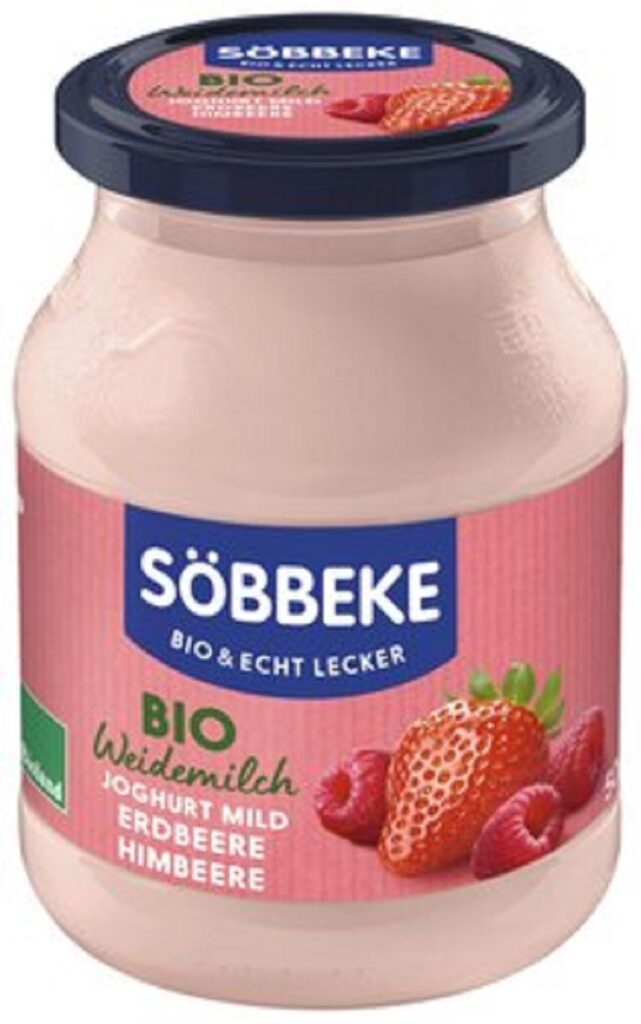 JOGURT KREMOWY TRUSKAWKA – MALINA BIO 500 g (SŁOIK) – SOBBEKE