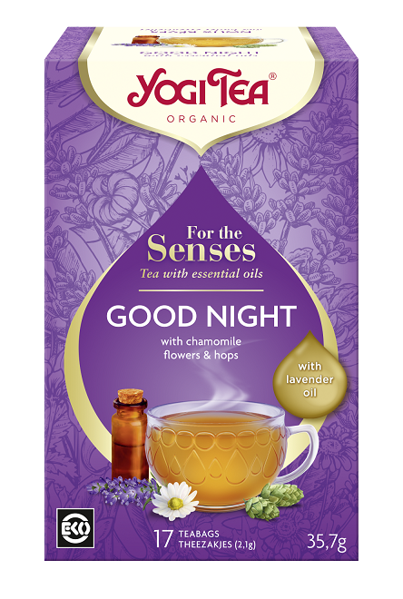 HERBATKA DLA ZMYSŁÓW NA DOBRANOC Z OLEJKIEM LAWENDOWYM (FOR THE SENSES GOOD NIGHT) BIO (17 x 2,1 g) 35,7 g – YOGI TEA