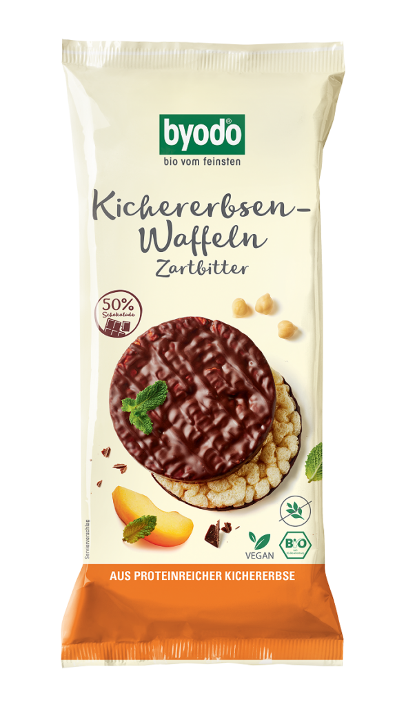 WAFLE Z CIECIERZYCY Z CIEMNĄ CZEKOLADĄ BEZGLUTENOWE BIO 65 g – BYODO