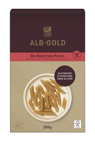 MAKARON (RYŻOWY RAZOWY) PENNE BEZGLUTENOWY BIO 250 g – ALB GOLD