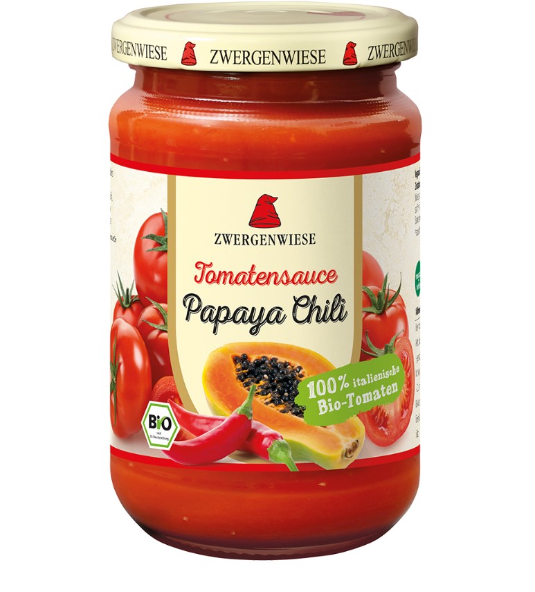 SOS POMIDOROWY PAPAYA – CHILI (PIKANTNY) BEZGLUTENOWY BIO 340 ml – ZWERGENWIESE