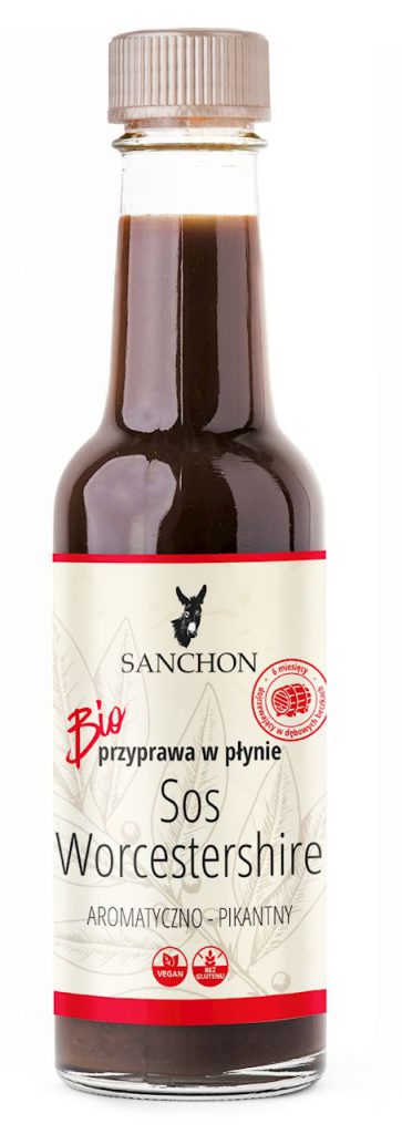 PRZYPRAWA W PŁYNIE WORCESTERSHIRE WEGAŃSKA BEZGLUTENOWA BIO 140 ml – SANCHON