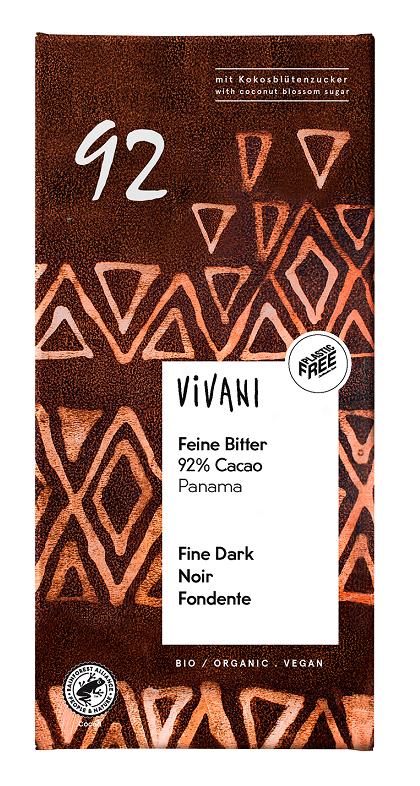 CZEKOLADA GORZKA 92 % BIO 80 g – VIVANI