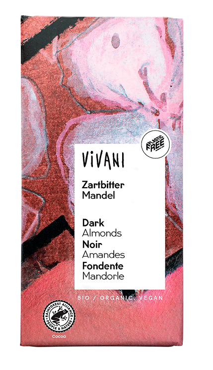 CZEKOLADA GORZKA Z MIGDAŁAMI BIO 100 g – VIVANI