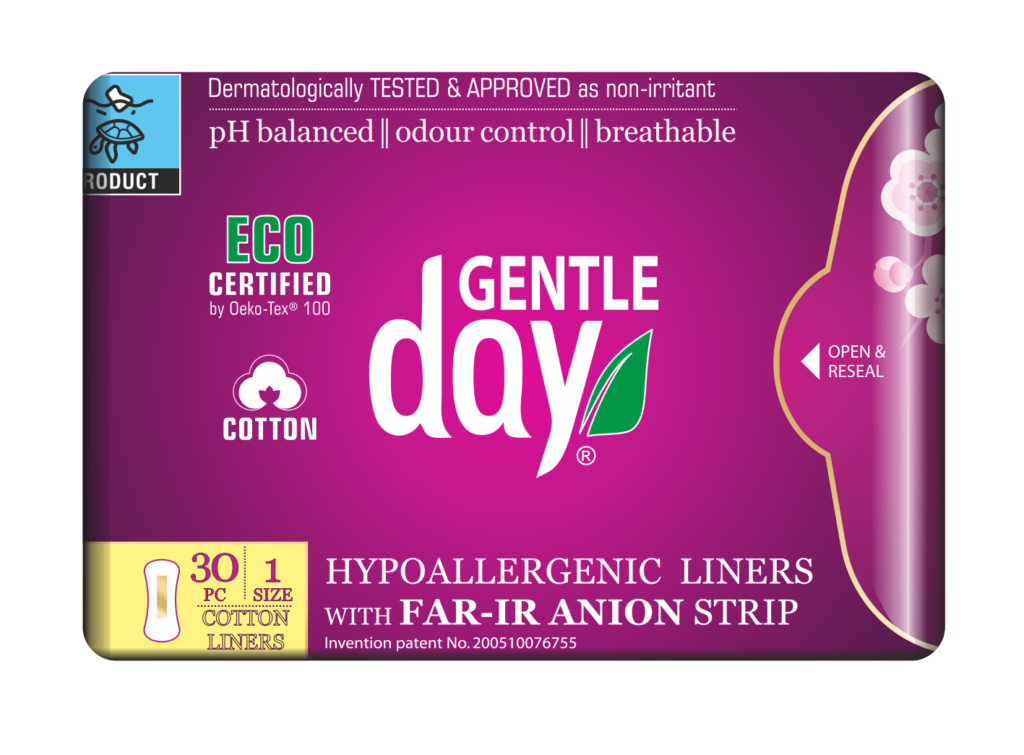 WKŁADKI HIGIENICZNE Z PASKIEM ANIONOWYM 30 szt. – GENTLE DAY