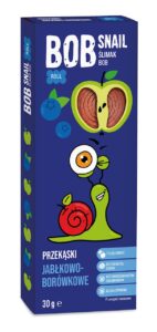PRZEKĄSKA ROLL JABŁKO - BORÓWKA BEZ DODATKU CUKRÓW BEZGLUTENOWA 30 g - BOB SNAIL