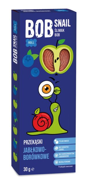 PRZEKĄSKA ROLL JABŁKO - BORÓWKA BEZ DODATKU CUKRÓW BEZGLUTENOWA 30 g - BOB SNAIL