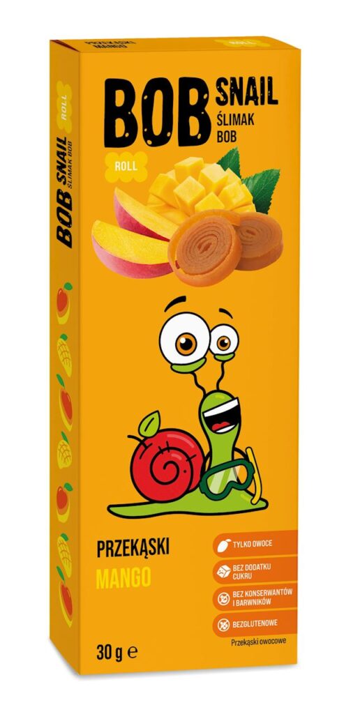 PRZEKĄSKA ROLL MANGO BEZ DODATKU CUKRÓW BEZGLUTENOWA 30 g – BOB SNAIL
