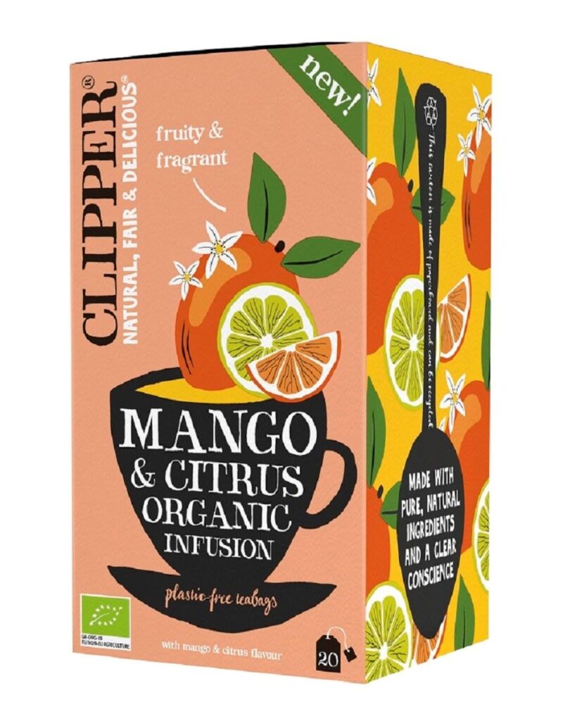 HERBATKA O SMAKU MANGO I OWOCÓW CYTRUSOWYCH BIO (20 x 1,8 g) 36 g – CLIPPER