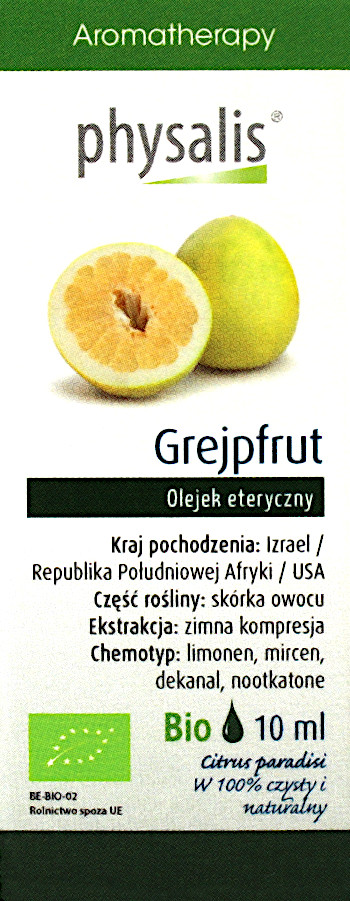 OLEJEK ETERYCZNY GREJPFRUT BIO 10 ml – PHYSALIS