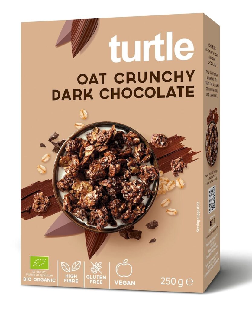 MUSLI OWSIANE Z GORZKĄ CZEKOLADĄ BEZGLUTENOWE BIO 250 g – TURTLE