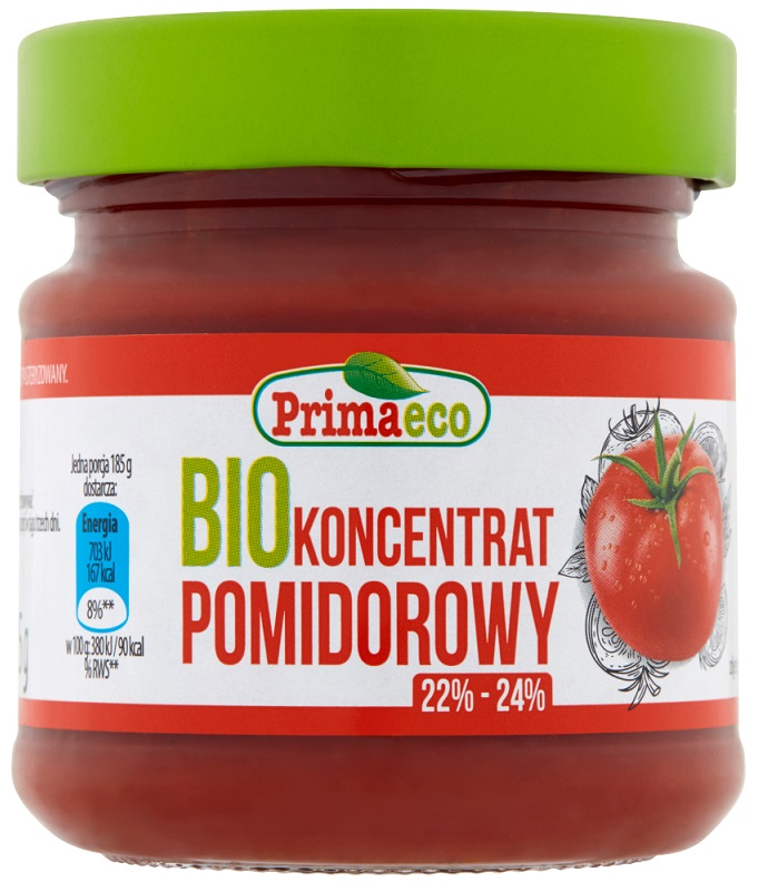 KONCENTRAT POMIDOROWY 22 % – 24 % BIO 185 g – PRIMAVIKA (PRIMAECO)