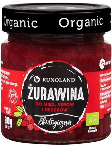 ŻURAWINA DO MIĘS, SERÓW I DESERÓW BIO 200 g – RUNOLAND