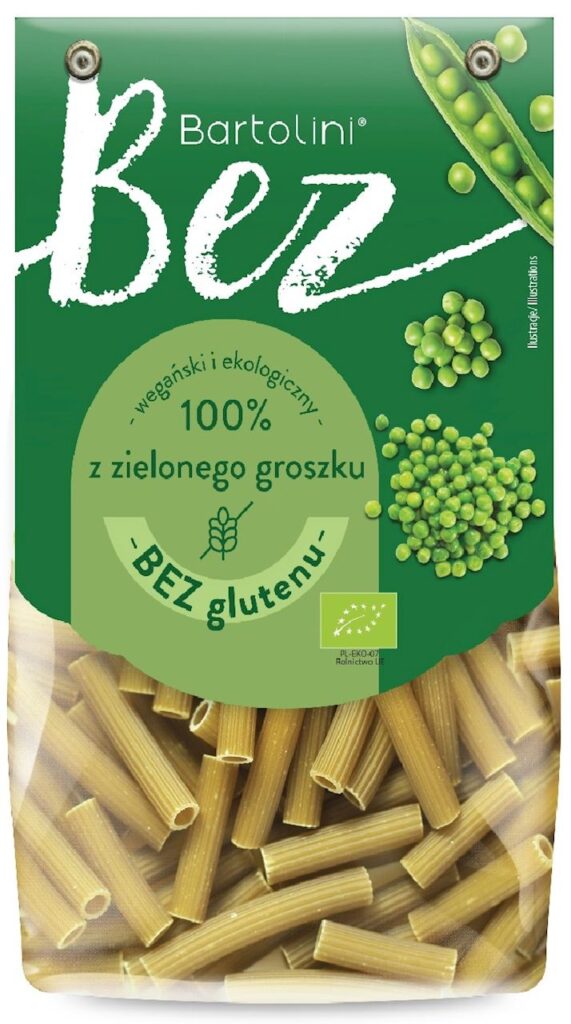 MAKARON PROTEINOWY (Z GROSZKU ZIELONEGO) RURKA BEZGLUTENOWY BIO 250 g – BARTOLINI
