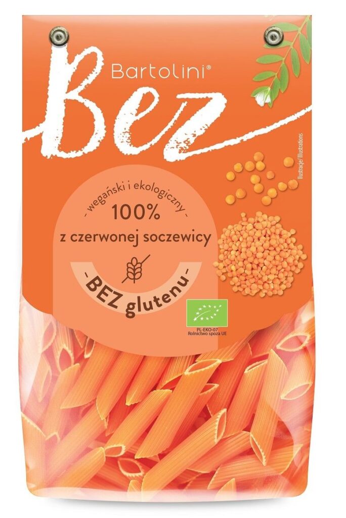MAKARON PROTEINOWY (Z SOCZEWICY CZERWONEJ) PENNE BEZGLUTENOWY BIO 250 g – BARTOLINI