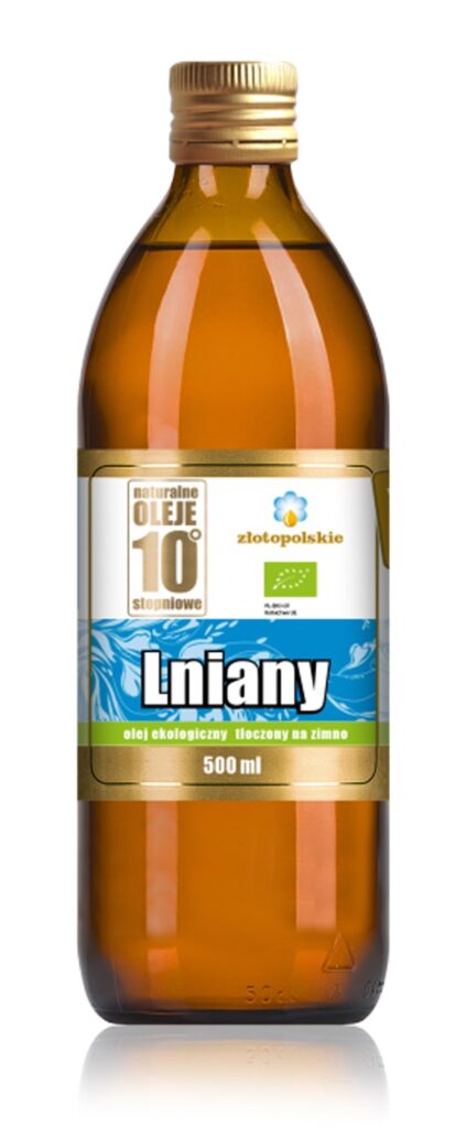 OLEJ LNIANY TŁOCZONY NA ZIMNO BIO 500 ml – ZŁOTO POLSKIE