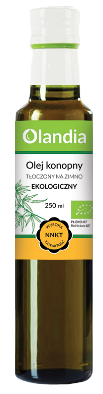 OLEJ KONOPNY TŁOCZONY NA ZIMNO BIO 250 ml – OLANDIA