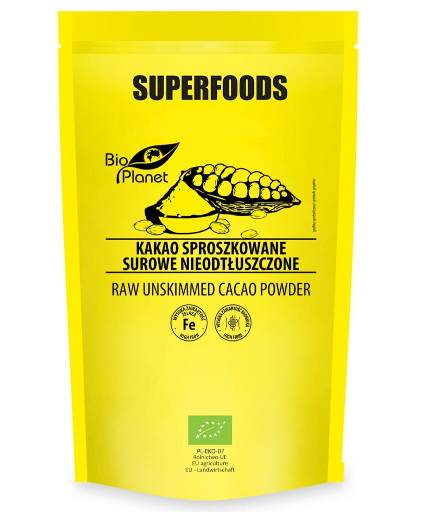 KAKAO SPROSZKOWANE SUROWE NIEODTŁUSZCZONE BIO 150 g – BIO PLANET