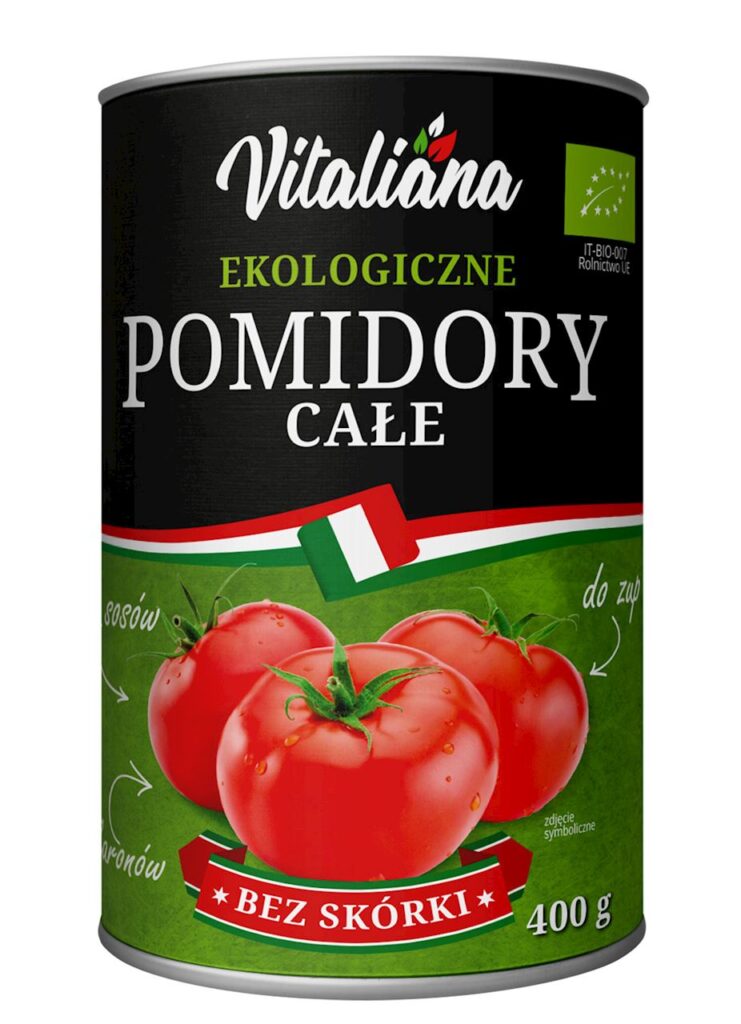 POMIDORY CAŁE BEZ SKÓRKI BIO 400 g – VITALIANA