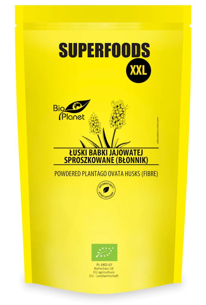 ŁUSKI BABKI JAJOWATEJ SPROSZKOWANE (BŁONNIK) BIO 600 g – BIO PLANET
