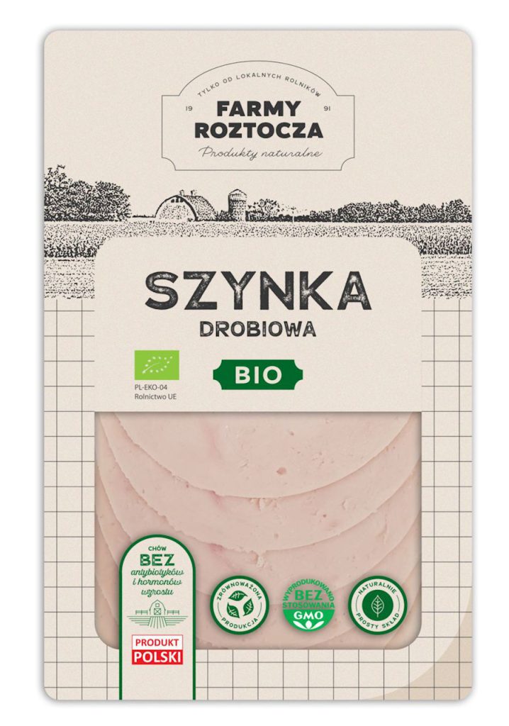 SZYNKA DROBIOWA PLASTRY BIO 100 g – FARMY ROZTOCZA (Z PÓŁKI)