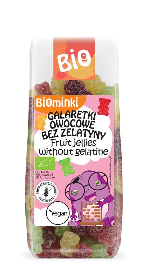 GALARETKI OWOCOWE BEZ ŻELATYNY BEZGLUTENOWE BIO 100 g – BIOMINKI