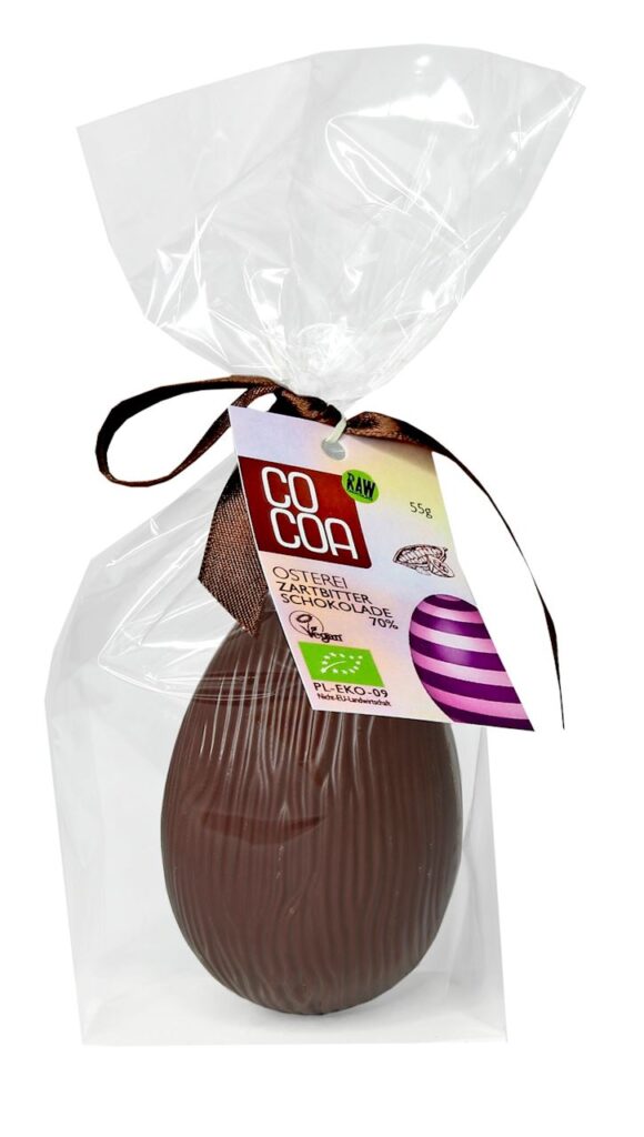 JAJKO Z CIEMNEJ CZEKOLADY 70 % BIO 55 g – COCOA (PRODUKT SEZONOWY)