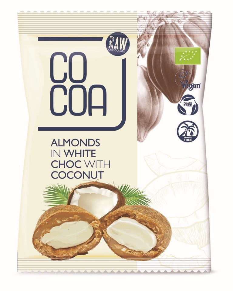 MIGDAŁY W BIAŁEJ POLEWIE KOKOSOWEJ BIO 70 g – COCOA