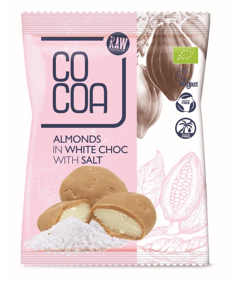 MIGDAŁY W BIAŁEJ POLEWIE Z SOLĄ BIO 70 g – COCOA