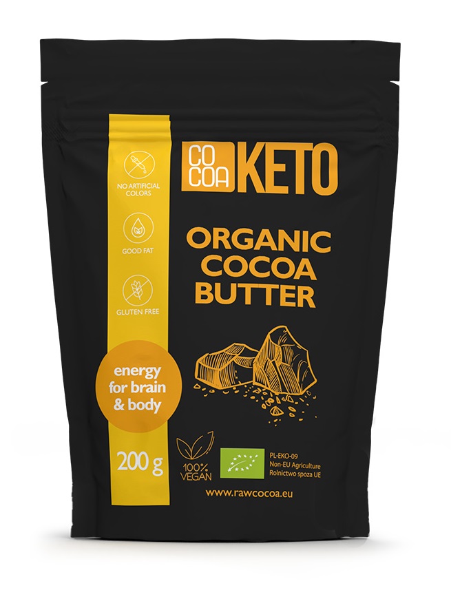 TŁUSZCZ KAKAOWY BEZGLUTENOWY KETO BIO 200 g – COCOA