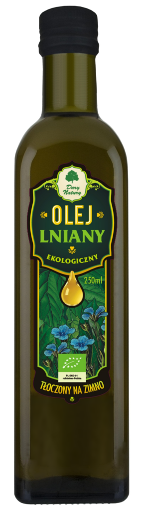 OLEJ LNIANY TŁOCZONY NA ZIMNO BIO 250 ml – DARY NATURY