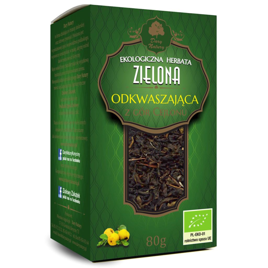 HERBATA ZIELONA ODKWASZAJĄCA BIO 80 g – DARY NATURY