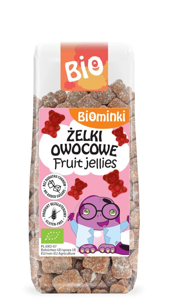 ŻELKI OWOCOWE BEZ ŻELATYNY BEZGLUTENOWE BIO 150 g – BIOMINKI